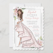 ブルネットブライドインガウンブライダルシャワー 招待状 (正面)