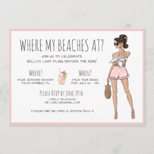 ブルネットブライドバチェロレッテビーチパーティー週末 招待状