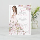 ブルネットブライドフローラブライダルシャワー 招待状 (スタンド正面)