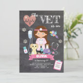 ブルネットブルーアイズシャルボードベットバースデーパーティー 招待状 (スタンド正面)