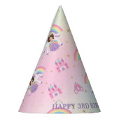ブルネットプリンセスアンドユニコーンレインボー誕生日 パーティーハット (左)