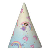 ブルネットプリンセスアンドユニコーンレインボー誕生日 パーティーハット (右)