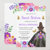 ブルネットプリンセスメキシコフローラドレススウィート16 招待状 (正面/裏面)