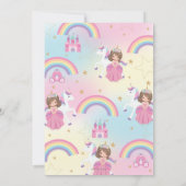 ブルネットプリンセスユニコーンバースデーパーティーレインボー 招待状 (裏面)