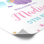 ブルネットプリンセスユニコーン誕生日レインボーウェルカム ポスター (角)