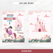 ブルネットプリンセスライディングユニコーンパーティの招待状 招待状