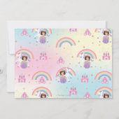 ブルネットプリンセスレインボーユニコーン誕生日写真 サンキューカード (裏面)