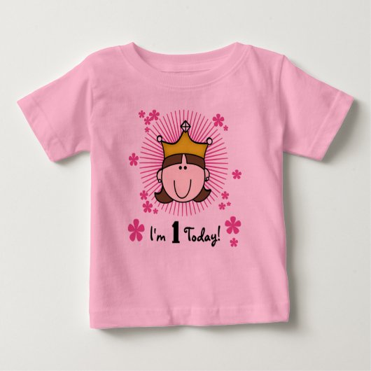 ブルネットプリンセス1st誕生日 ベビーTシャツ (正面)