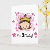 ブルネットプリンセス3rd誕生日Tシャツとギフト カード (黄色い花)