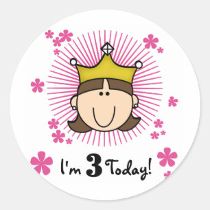 ブルネットプリンセス3rd誕生日Tシャツとギフト ラウンドシール