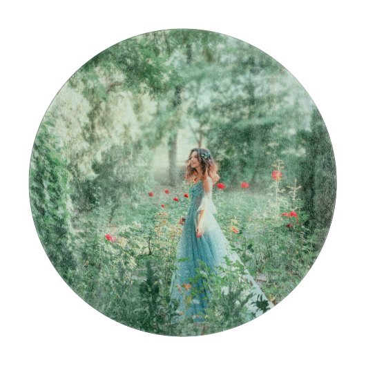 ブルネットプリンセス:妖精の森の水色 カッティングボード (正面)