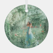 ブルネットプリンセス：妖精の森の水色 ガラスオーナメント (正面)