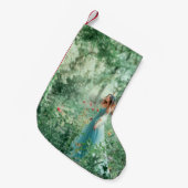 ブルネットプリンセス:妖精の森の水色 スモールクリスマスストッキング (正面 (吊り時))