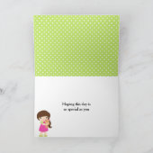 ブルネットヘアガールスリーポバースランバー誕生日 カード (内部)