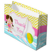 ブルネットヘアガールプールパーティーバッシュサンキュー ラージペーパーバッグ (正面アングル)