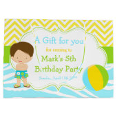 ブルネットヘアボーイプールパーティーバッシュパーティーありがとう ラージペーパーバッグ (裏面)