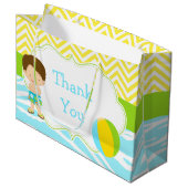 ブルネットヘアボーイプールパーティーバッシュパーティーありがとう ラージペーパーバッグ (正面アングル)