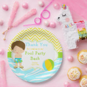 ブルネットヘアボーイプールパーティーバッシュパーティー ペーパープレート (パーティー)