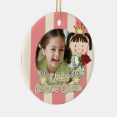 ブルネットヘアリトル美しいクイーンキープサケ セラミックオーナメント (右)