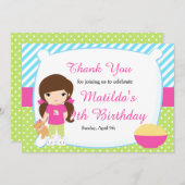 ブルネットヘアードガールスリーポバースランバー誕生日 サンキューカード (正面/裏面)