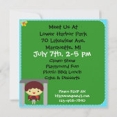 ブルネットボーイパーティーインザパーク招待状 招待状 (裏面)