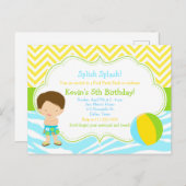 ブルネットボーイプールパーティーバッシュパーティー ポストカード (正面/裏面)