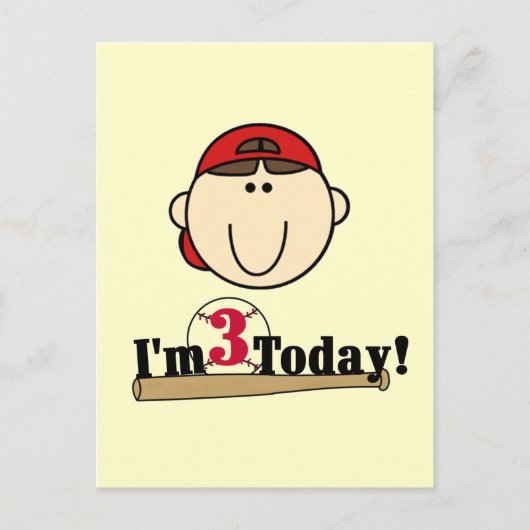 ブルネットボーイベースボール3rd誕生日Tシャツ ポストカード (正面)