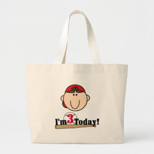 ブルネットボーイベースボール3rd誕生日Tシャツ ラージトートバッグ
