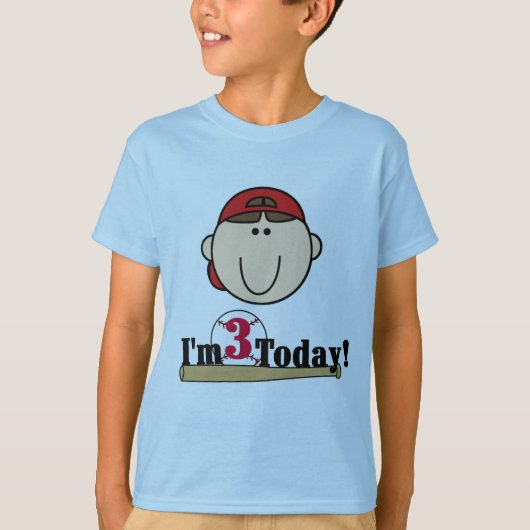 ブルネットボーイベースボール3rd誕生日Tシャツ Tシャツ (正面)