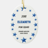 ブルネットポムスクワッド金ゴールド、ブルー&ブラック セラミックオーナメント (裏面)