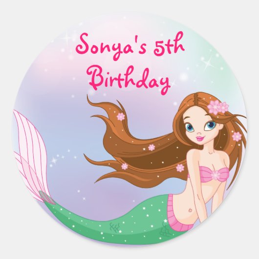 ブルネットマーメイドの好意バッグシール ラウンドシール (正面)
