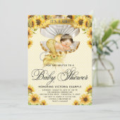 ブルネットマーメイドサンフラワーベビーシャワー招待状 招待状 (スタンド正面)