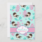 ブルネットマーメイドセカンド誕生日 招待状 (裏面)
