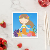 ブルネットマーメイド誕生日紙ナプキンス スタンダードカクテルナプキン (インサイチュ)