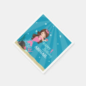 ブルネットマーメイド誕生日 スタンダードカクテルナプキン (角)