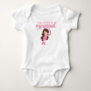 ブルネットマーメイド1歳の誕生日 ベビーボディスーツ