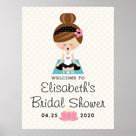 ブルネットヨガブライダルシャワーウェルカムサイン ポスター (正面)