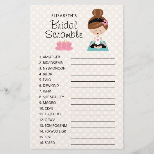 ブルネットヨガブライダルシャワースクランブルゲーム (正面)