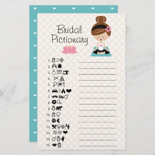 ブルネットヨガブライダルシャワーピッショナゲーム (正面/裏面)