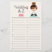 ブルネットヨガ結婚ブライダルシャワーのA-Zゲーム (正面)