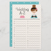 ブルネットヨガ結婚ブライダルシャワーのA-Zゲーム (正面/裏面)