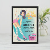 ブルネットレトロローラスケートで滑るバチェロレッテ 招待状 (スタンド正面)