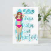 ブルネット保の女の子の上で穏やかにサーフィン サンキューカード (スタンド正面)