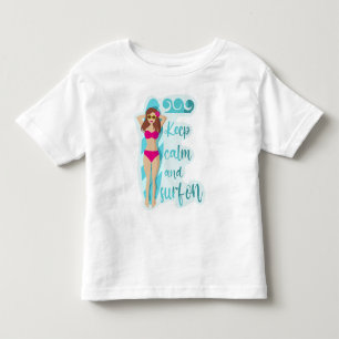 ブルネット保の女の子の上で穏やかにサーフィン トドラーTシャツ