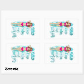 ブルネット保の女の子の上で穏やかにサーフィン 長方形シール (シート)