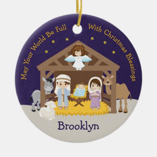 ブルネット出生シーン セラミックオーナメント (正面)