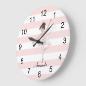 ブルネット女子バレリーナパスクラシックバレエ ラージ壁時計 (傾斜)