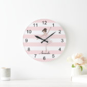 ブルネット女子バレリーナパスクラシックバレエ ラージ壁時計 (ホーム)