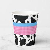 ブルネット女性のカーボーイウェスタンバースデーパーティー 紙コップ (裏面)