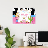 ブルネット女性のカーボーイウェスタン誕生日ポスター ポスター (ホームオフィス)